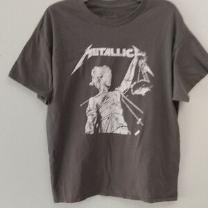 Metallica Justice For All Mens Large Gray Cotton Short Sleeve Graphic Tee